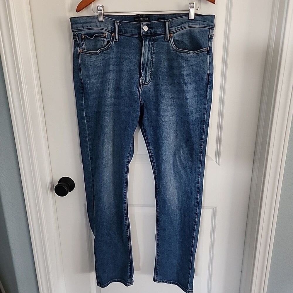 Lucky Brand 410 Athletic Slim Jeans Mens 36x32 Blue Medium Wash Stretch Denim
